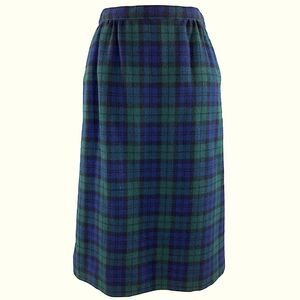 Vintage Pendleton Skirt Black Watch Tartan Wool Plaid Plus Size 14